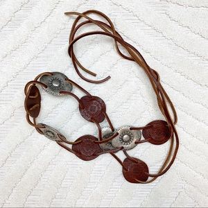 Express Accessories - Express Leather and Metal Strap Conchology Belt Express Accessories - Express Leather and Metal Strap Conchology Belt